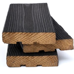 Terrassbrädor. Bränd / borstad Thermo-furu